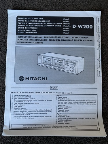 Hitachi w200 stereo cassette - d-w200,