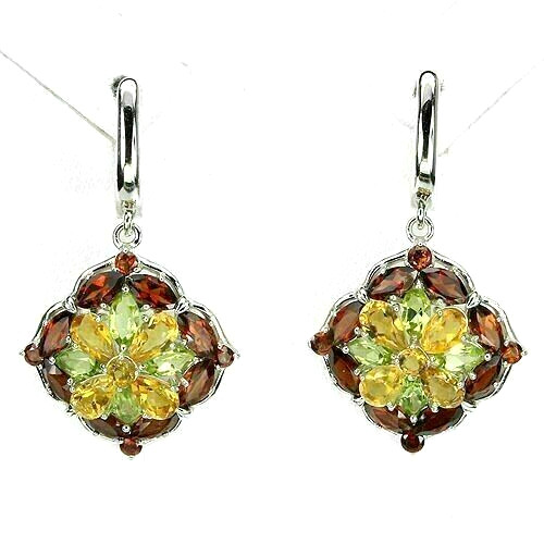Silver earrings garnet - earrings,