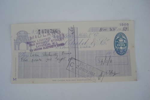 Original vintage cheque - original,