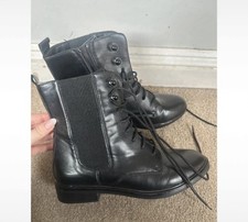 Black Lace Up Zip Ankle Boots