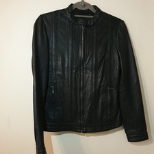 Monsoon Leather Jacket Size 12 Biker Womens Real 100% Genuine Zip Eur 40 Black