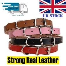 Strong Real Leather Dog Collar Pet Cat Puppy Adjustable Soft Comfortable Collar