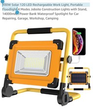 100W Solar 120 LED Rechargeable Work Light, Portable Floodlight