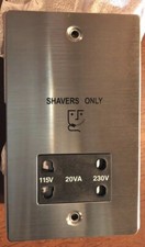 Volex VX3800SSBK Flat Plate Shaver Socket Stainless Steel Black Insert Dual