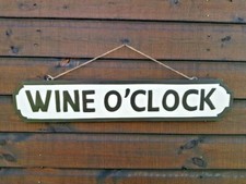 WINE O'CLOCK SIGN (HAND CARVED & PAINTED). MADE FROM WOOD