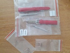 SKAGEN Crocodile Embossed Flat  Leather Watch Strap and red gold buckles RED