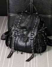 Gothic Black Leather Studded