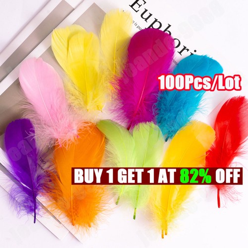 100 solid coloured feathers - 100,
