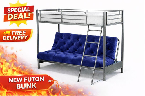 Metal futon bunk - silver, |