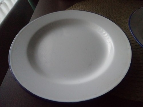 Vintage enamel bowl and plate - and,