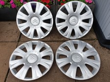 Set of Genuine Citroen 15" Wheel Trims Hub Caps x4 Picasso Berlingo C3 C2 C4