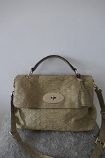 Mulberry Postman's Lock Satchel in Summer Khaki Large Silky Snake Print Leather