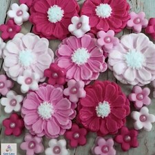 30 Edible Pink Flowers Fondant