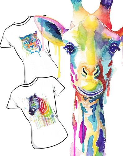 Rainbow watercolour giraffe - rainbow,