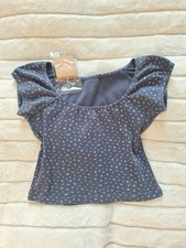 Brandy Melville Navy Floral Off Shoulder Eden Top Cropped Flowery Top One Size