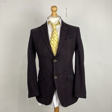 Ted Baker Tight Lines Blazer Jacket Men's 36R Purple Check Tweed Like Burgundy