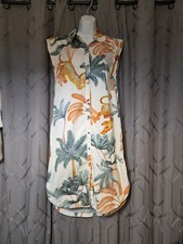 Anthropologie Maeve Leopard The Lillian Cap Sleeve Button Down Shirt Dress S