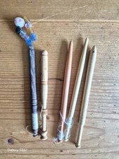 Wooden Lace Making Bobbins X 5 Some With Spangles