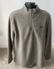 Men's WEIRD FISH Green 1/4 Zip Waffle Top Pullover Size Large