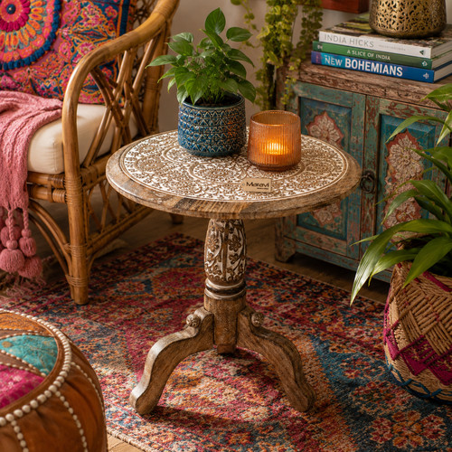 Malwa round pedestal wooden - round,