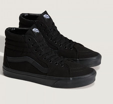 Vans Sk8-Hi Triple Black Canvas High Top Skate Shoes Sneakers Size 4