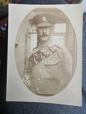 ORIGINAL WW1 PHOTO 9x6cm App, BRITISH ARMY SERGEANT IN UNIFORM WITH AMMO BELT