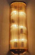 Large Antique Vintage Art Deco Brass & Glass Ship  Light Wall Sconces Lamp