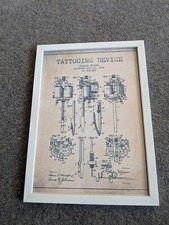 TATTOO GUN vintage PATENT DRAWING  U.S.A PRINT L@@K MAN CAVE
