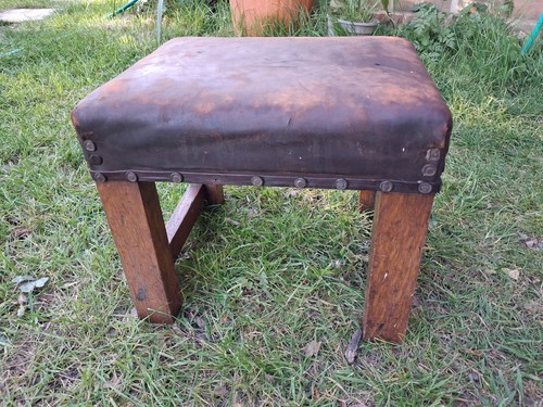 Vintage oak footstool - oak, footstool,