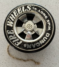 Rare Vintage 1980s Duncan Fire Wheels Black  Long Spin Yo-Yo Yoyo Fun retro toy