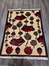 NEW Beautifully Handmade Afghan Poppy  Design War Rug  82cm X 64cm