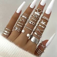 Woman’s Rings 22pc Set Silver Adjustable Fashion Boho