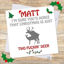 Christmas Cards Personalised Friend Colleague Mate Adult FUNNY Humour Rude XMAS