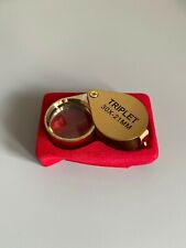 30 x 21mm Triplet Glass Jeweller Loupe Eye Magnifying No Box,Gold Colour UK Sell