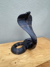 Vintage Hand Carved Wooden Cobra Snake Hand Painted Folk Art Sculpture