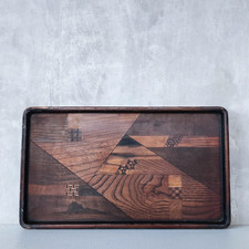 Japanese Meiji period inlaid marquetry wood tea tray early 20th century