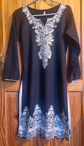 Black white floral - black, &