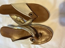 Moda In Pelle Leather Toepost Sandals White Gold 7 40