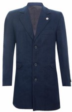 Mens 3/4 Long Navy Wool