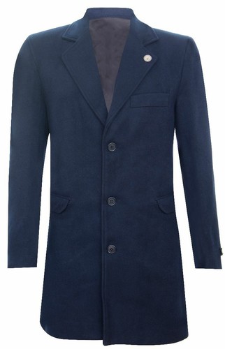 Mens long navy wool - 3/4,