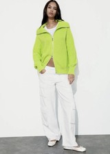 ZARA LIME HIGH NECK ZIP-UP
