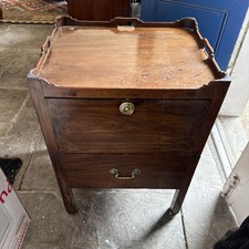 Antique Georgian Mahogany Tray Top Night Table /Commode / Bedside table - Solid