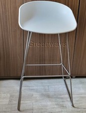 Hay AAS 38 White Seat Bar/Breakfast stool with Stainless Steel Base