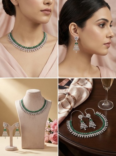 Caret silver jewellery set - silver,