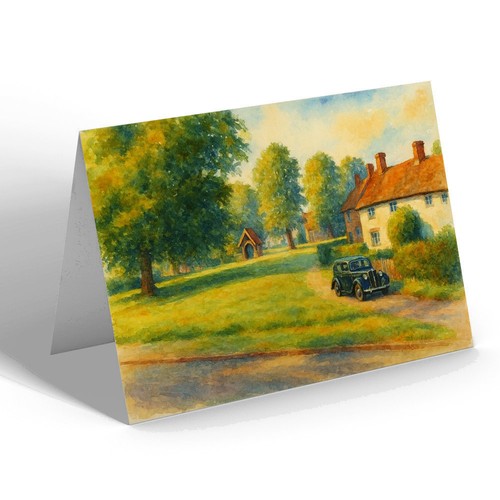 Greeting card the village - -,
