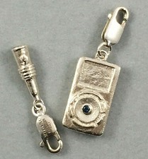 Wow - Music Sensation Set of 2 Sterling Silver Milano Charms - Mic & MP3 Player