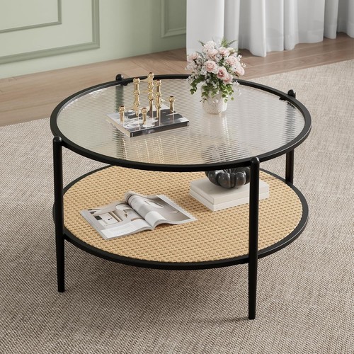 Rattan side table mid century - side,