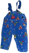 VTG Oshkosh B'Gosh Vestbak Blue Teddy Bear Bear Print Overalls Sz 3/6 Months USA
