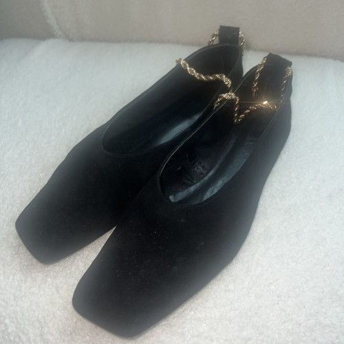 Zara black suede flats with - black,