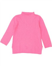 BENETTON Womens 3/4 Sleeve Turtle Neck Jumper Sweater UK 12 Medium Pink BH07